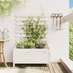 Plantenonline Plantenbak met rek 79x39,5x114 cm massief grenenhout wit