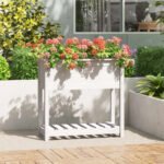 Plantenonline Plantenbak met schap 82,5x34,5x81 cm massief grenenhout wit