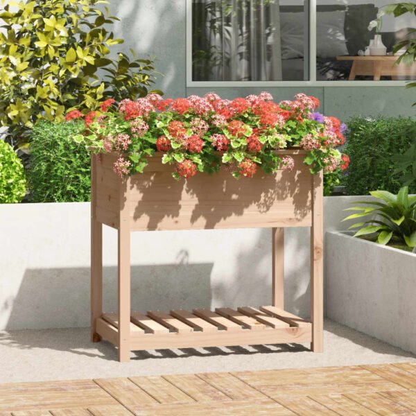 Plantenonline Plantenbak met schap 82,5x54x81 cm massief grenenhout