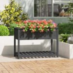 Plantenonline Plantenbak met schap 111,5x54x81 cm massief grenenhout grijs
