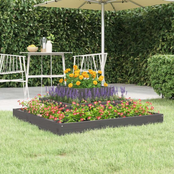 Plantenonline Plantenbak 80x80x27 cm massief grenenhout grijs