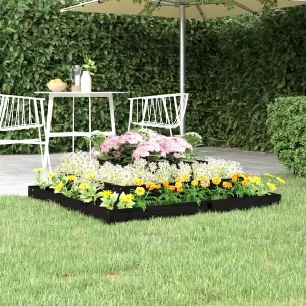 Plantenonline Plantenbak 110x110x27 cm massief grenenhout zwart
