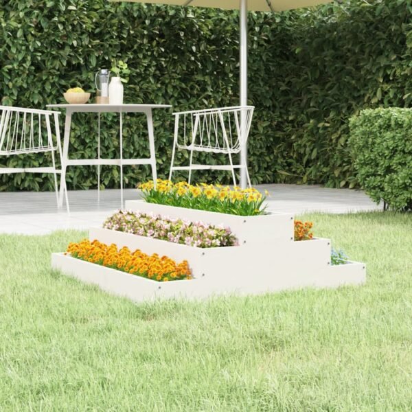 Plantenonline Plantenbak 80x80x27 cm massief grenenhout wit