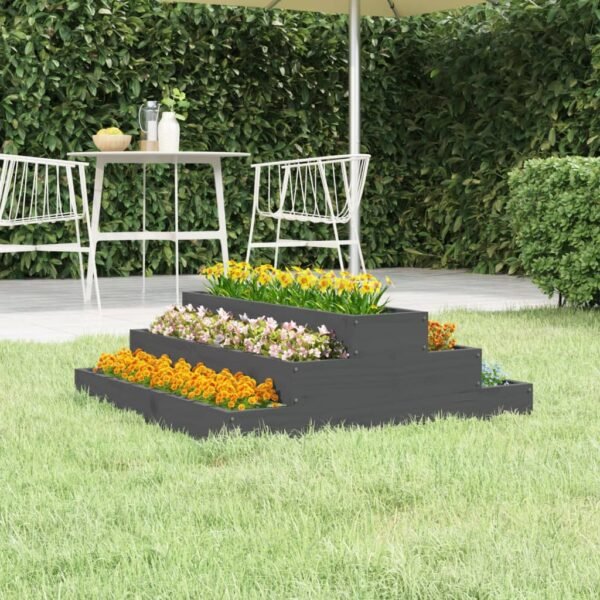 Plantenonline Plantenbak 80x80x27 cm massief grenenhout grijs