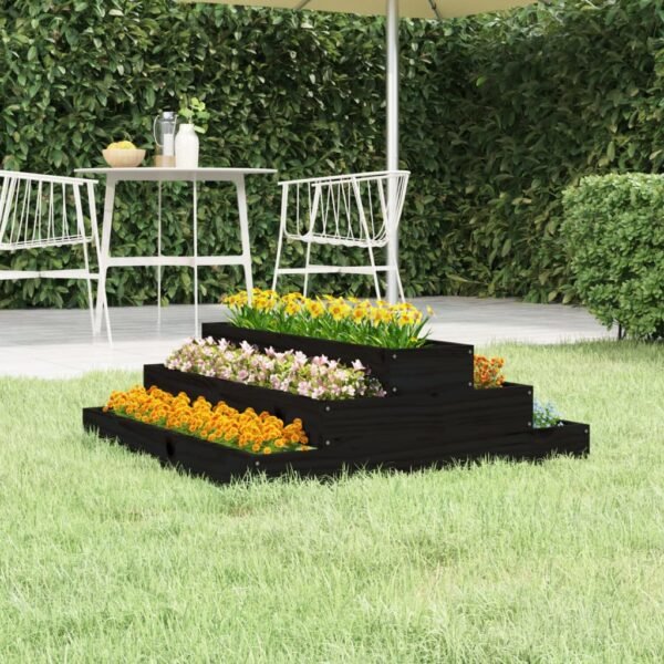 Plantenonline Plantenbak 80x80x27 cm massief grenenhout zwart