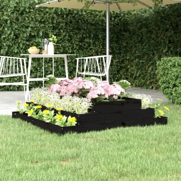Plantenonline Plantenbak 110x110x27 cm massief grenenhout zwart