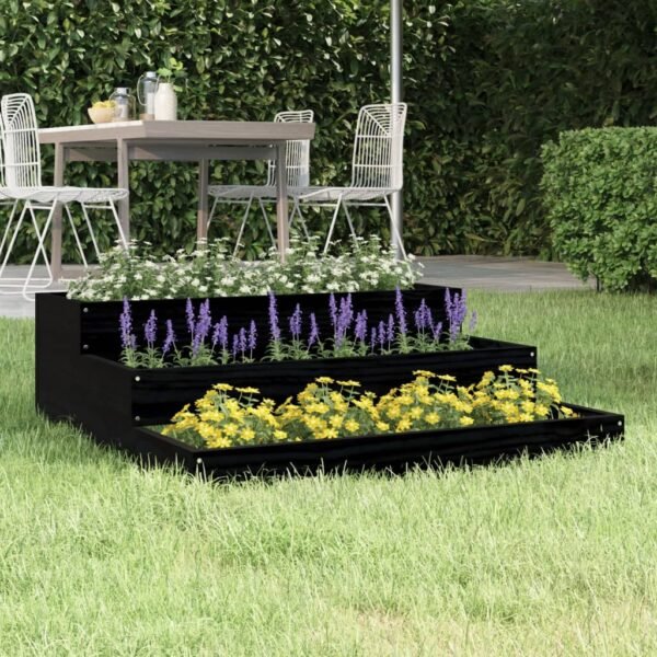 Plantenonline Plantenbak 78x78x27 cm massief grenenhout zwart