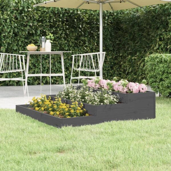 Plantenonline Plantenbak 107x107x27 cm massief grenenhout grijs