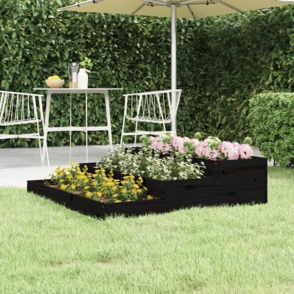 Plantenonline Plantenbak 107x107x27 cm massief grenenhout zwart