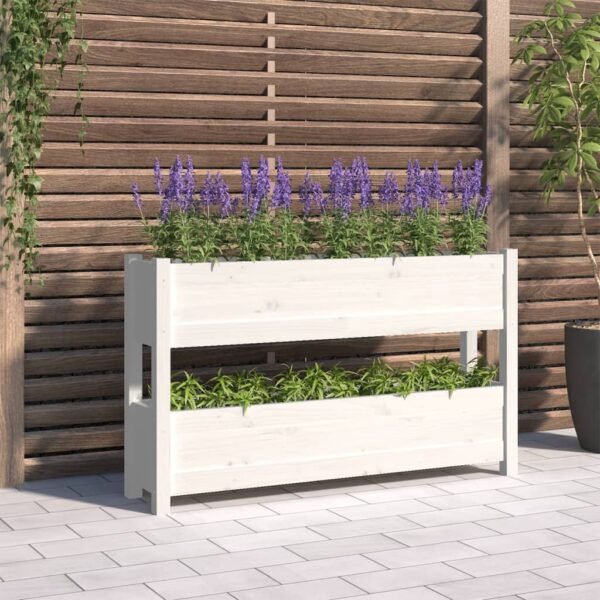 Plantenonline Plantenbak 112x25x66 cm massief grenenhout wit