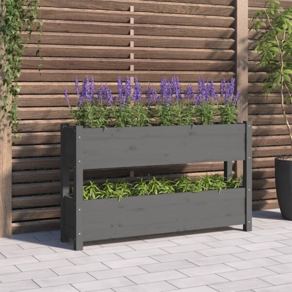 Plantenonline Plantenbak 112x25x66 cm massief grenenhout grijs