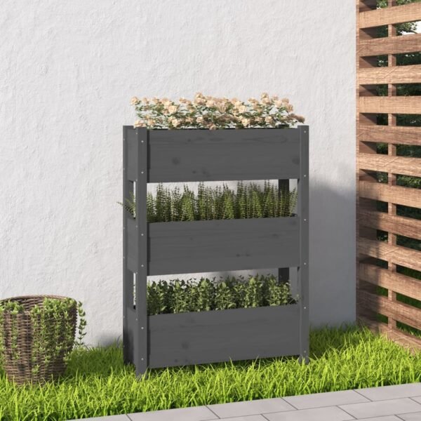 Plantenonline Plantenbak 77x25x104,5 cm massief grenenhout grijs