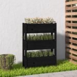 Plantenonline Plantenbak 77x25x104,5 cm massief grenenhout zwart