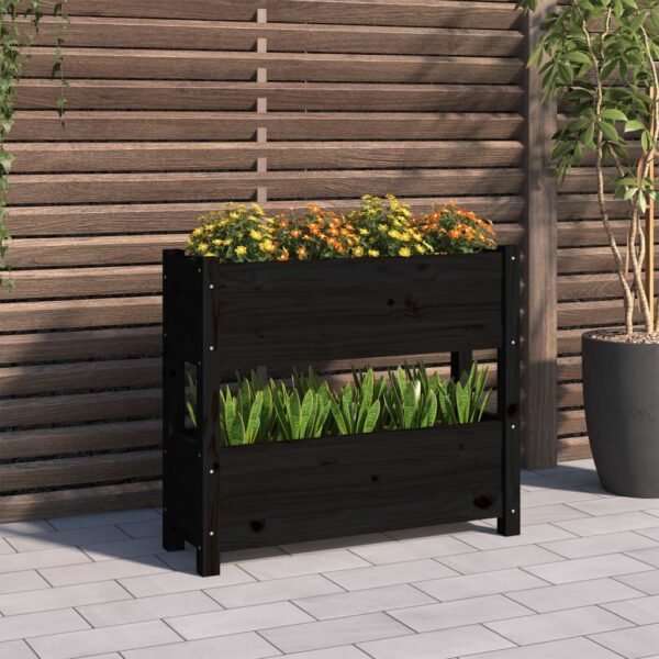 Plantenonline Plantenbak 77x25x66 cm massief grenenhout zwart