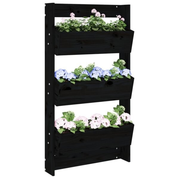 Plantenonline Plantenbak wandmontage 3-laags 60x18,5x110 cm grenenhout zwart