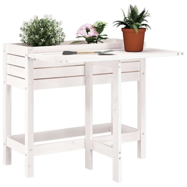 Plantenonline Plantenbak met inklapbaar tafelblad massief grenenhout wit