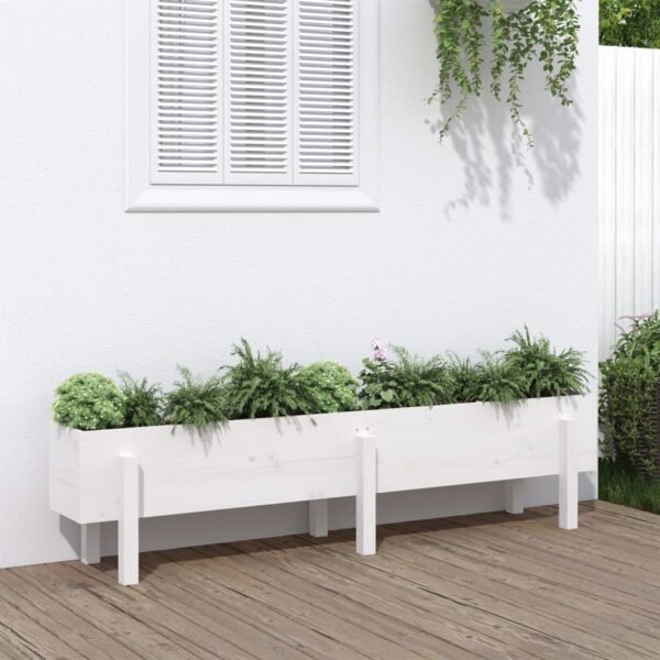 Plantenonline Plantenbak verhoogd 160x30x38 cm massief grenenhout wit