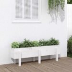 Plantenonline Plantenbak verhoogd 121x30x38 cm massief grenenhout wit