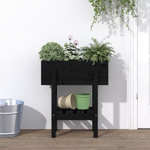 Plantenonline Plantenbak 62x30x69 cm massief grenenhout zwart