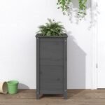 Plantenonline Plantenbak 40x40x78 cm massief grenenhout grijs