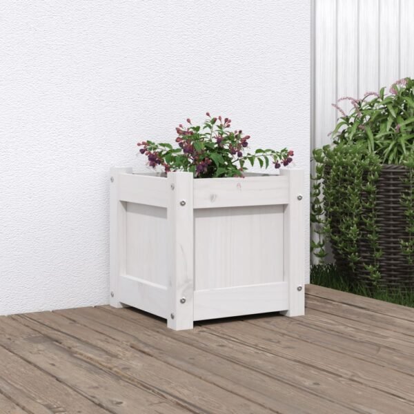 Plantenonline Plantenbak 31x31x31 cm massief grenenhout wit