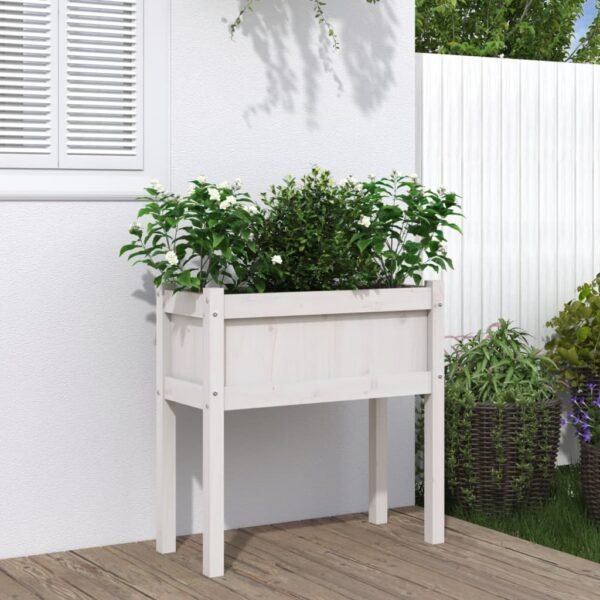 Plantenonline Plantenbak met poten 70x31x70 cm massief grenenhout wit
