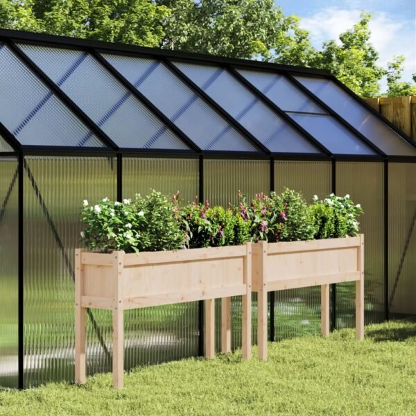 Plantenonline Plantenbakken met poten 2 st massief grenenhout