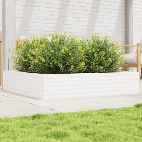 Plantenonline Plantenbak 110x110x23 cm massief grenenhout wit