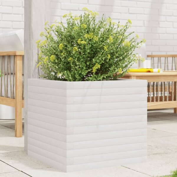 Plantenonline Plantenbak 50x50x45,5 cm massief grenenhout wit