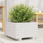Plantenonline Plantenbak 40x40x26,5 cm massief grenenhout wit