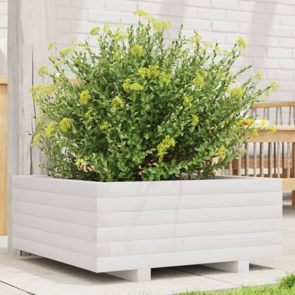 Plantenonline Plantenbak 60x60x26,5 cm massief grenenhout wit