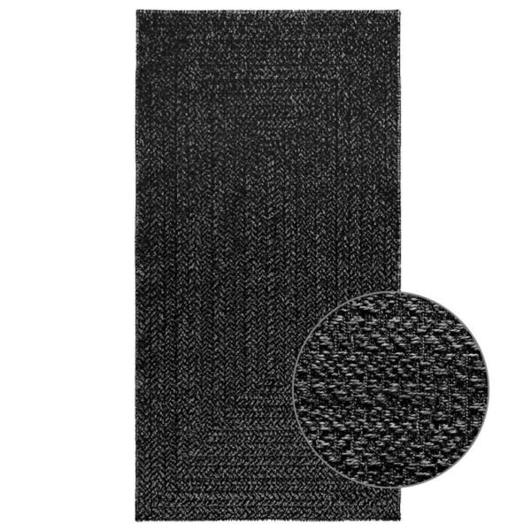 Plantenonline Vloerkleed ZIZUR binnen en buiten 80x150 cm jute look antraciet