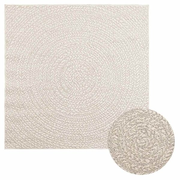 Plantenonline Vloerkleed ZIZUR room binnen en buiten 120x120 cm jute look