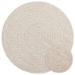 Plantenonline Vloerkleed ZIZUR crème binnen en buiten Ø 90 cm jute look