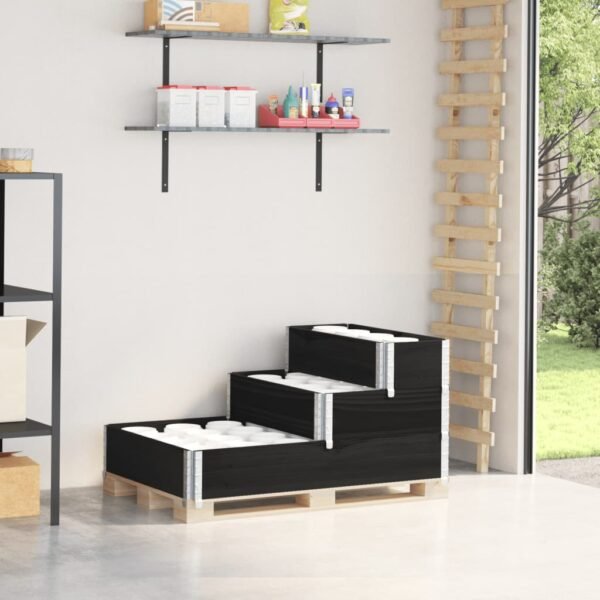 Plantenonline Verhoogde plantenbak 3-laags 120x80 cm massief grenenhout zwart
