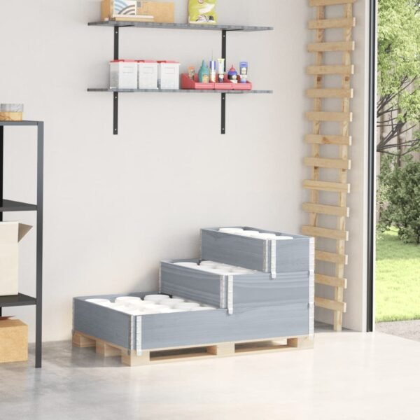 Plantenonline Verhoogde plantenbak 3-laags 120x80 cm massief grenenhout grijs