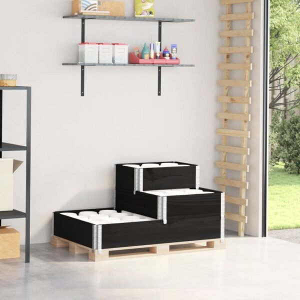 Plantenonline Verhoogde plantenbak 3-laags 120x80 cm massief grenenhout zwart